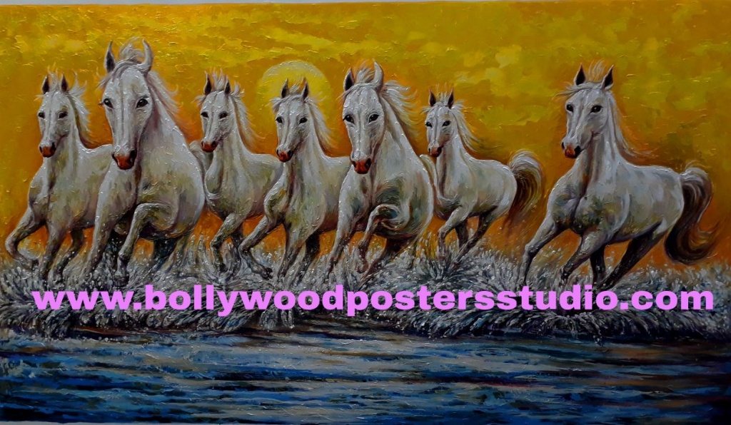 7 horse good luck painting on canvas