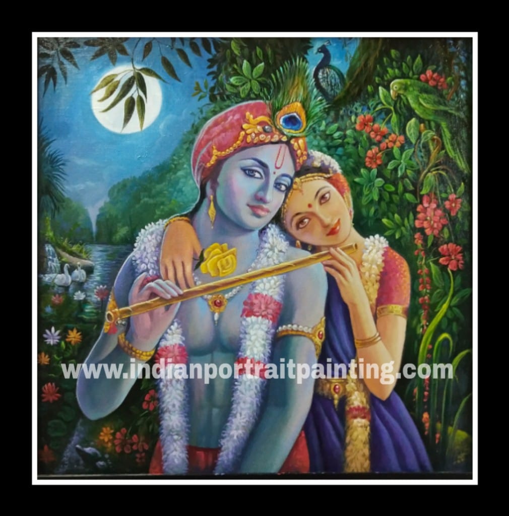 Radha Krishna portrait painting