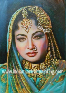 Life oil canvas portrait painting of Indian celebrity