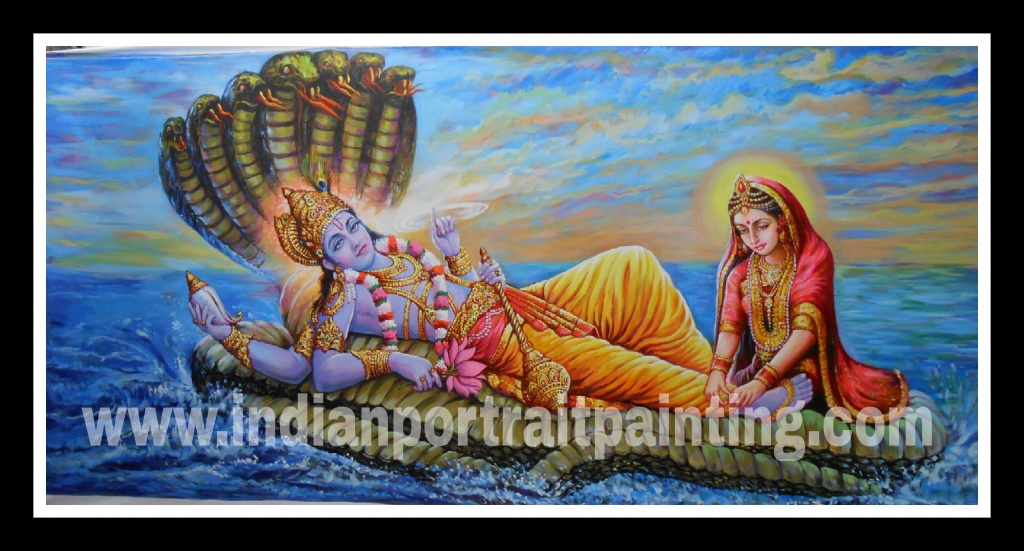 Lord Vishnu oil painting on canvas
