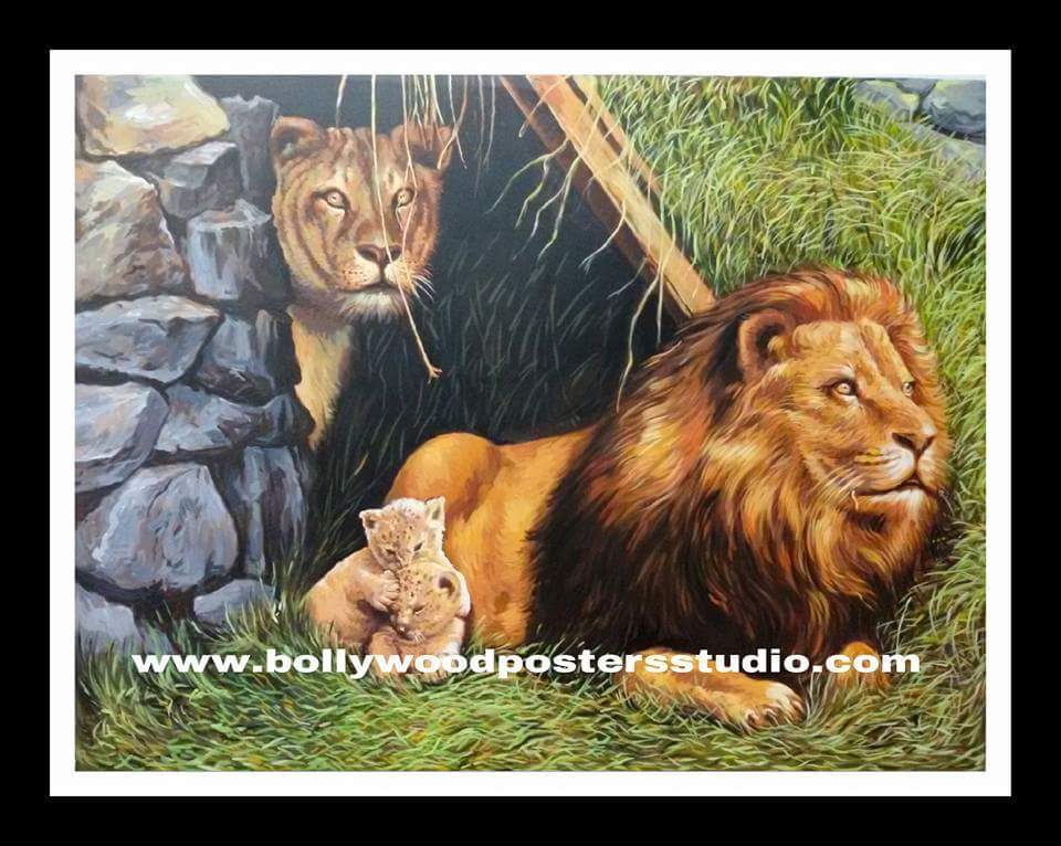 Personalized hand drawn animals portrait painting artist - Lion