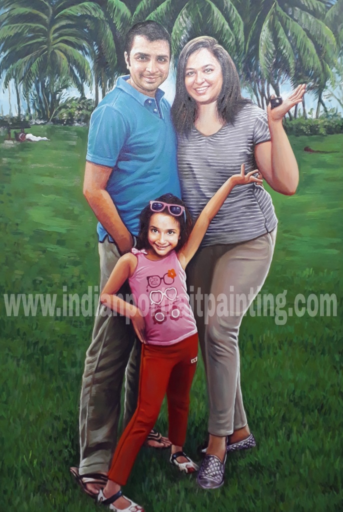 Unique family hand painted portraiture