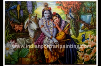 Original hand painted Radha Krishna painting