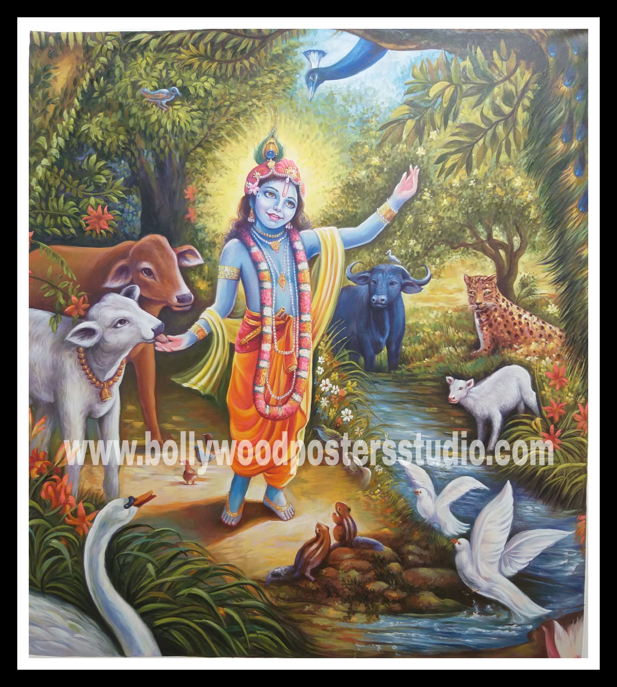 Canvas oil painting Krishna hand painted