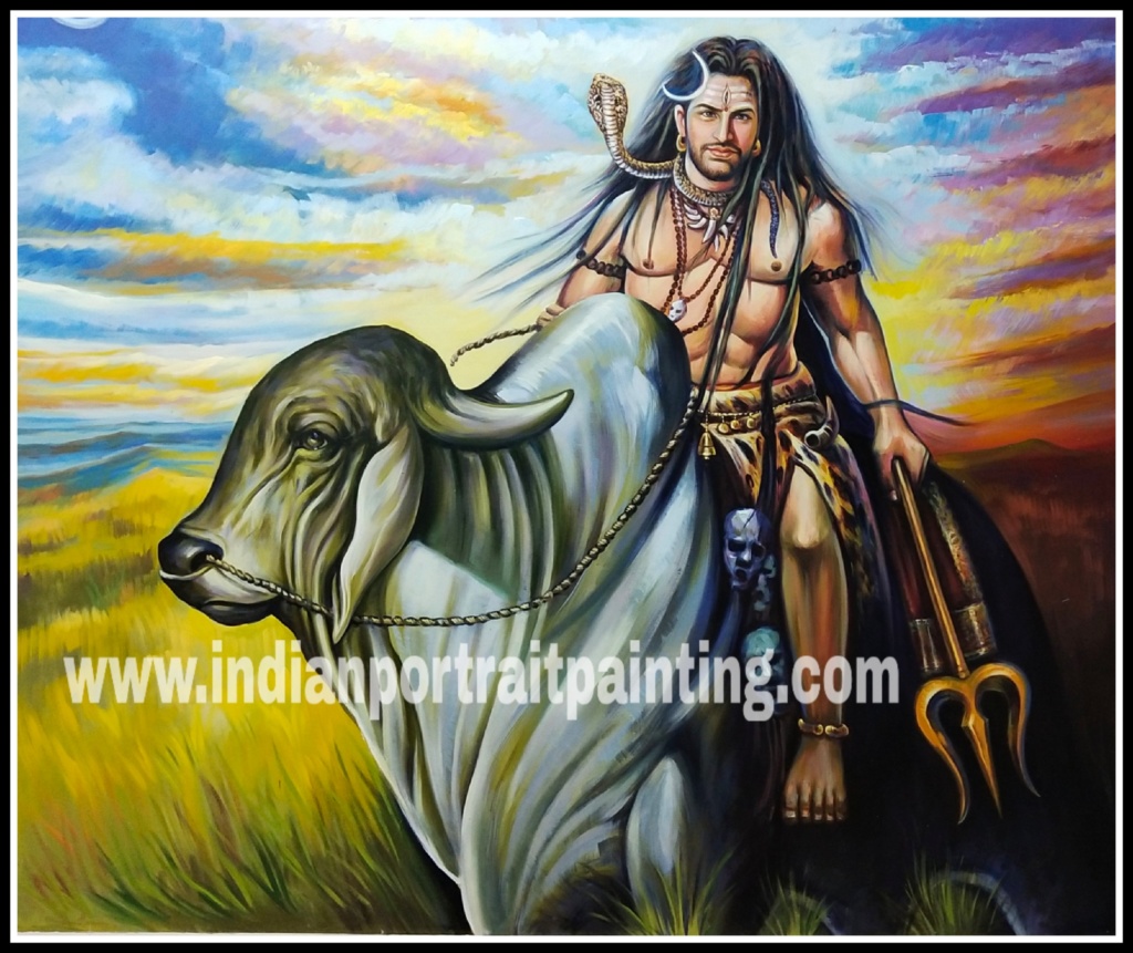 Oil canvas lord Shiva original painting